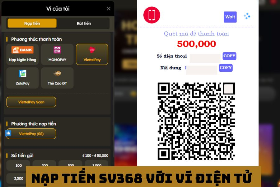 Nạp tiền SV368 với ví điện tử