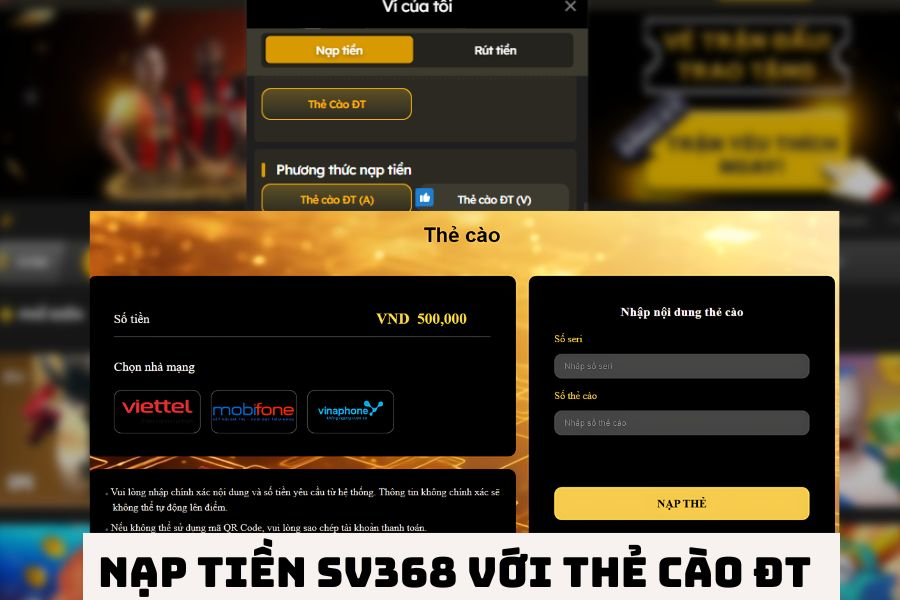 Nạp tiền SV368 với thẻ cào điện thoại