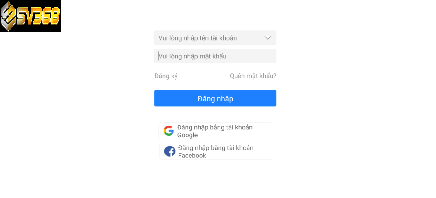 Hướng dẫn đăng nhập SV368 nhanh chóng, an toàn và hiệu quả 1 Kênh đăng nhập SV368 có thể sử dụng tài khoản Google/Facebook để vào